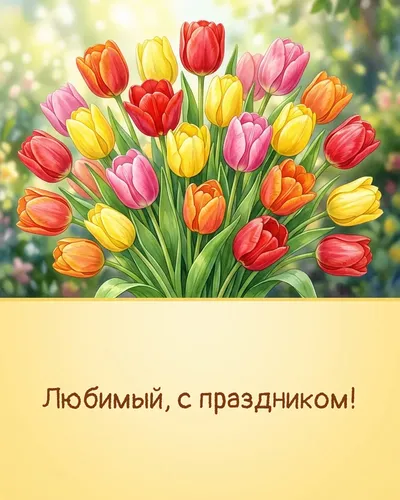 поздравительная открытка — Любимый, с праздником!
